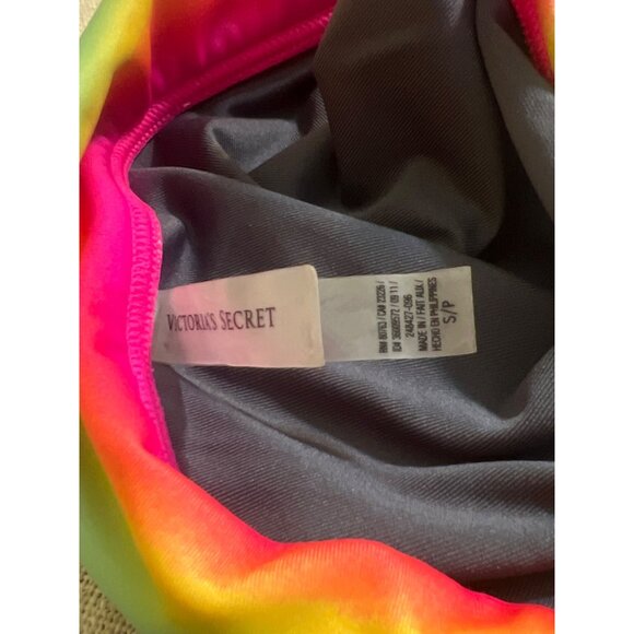 Victorias Secret Rainbow Stripe Bikini Swimsuit Bathing Suit Bottom Sz S Top 34C - Picture 4 of 7